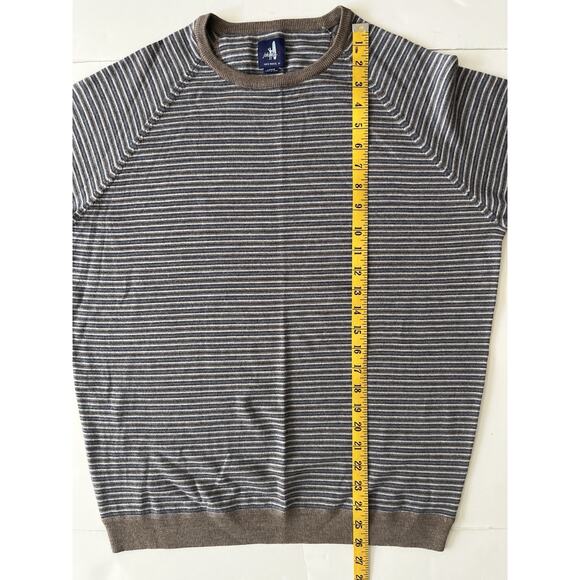 Johnnie O Virgil Merino Wool Sweater Men L Brown Striped Extra Fine Merino Wool - Picture 5 of 8